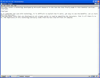Bandwidth Requirements for ClearType over RDP
