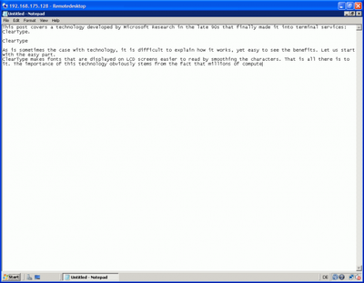 Bandwidth Requirements for ClearType over RDP