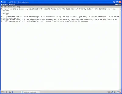 Bandwidth Requirements for ClearType over RDP