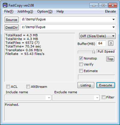 Copying many files with FastCopy