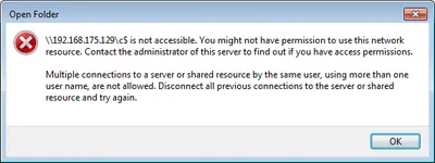 Access Denied Trying to Connect to Administrative Shares C$, D$ etc.