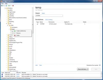 SetACL Studio 1.2 - Create, delete, rename in CSC