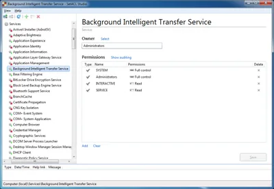 BITS service permissions
