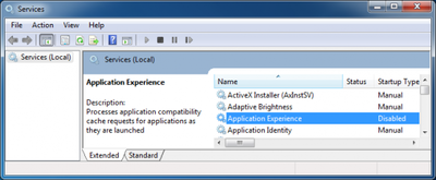 Application experience service disabled