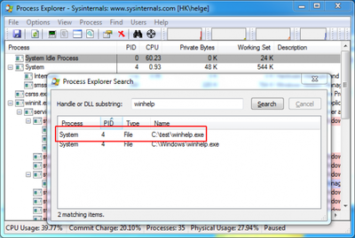 Open handle in Sysinternals Process Explorer