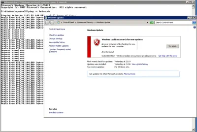 Windows Update Error 80072EFE in Client Hyper-V Guest