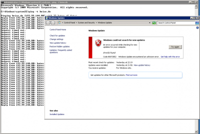 Windows Update Error 80072EFE in Client Hyper-V Guest