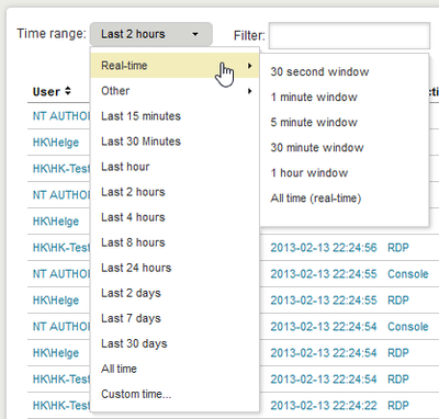 Time range selection