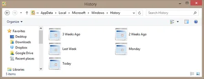 IE History as seen on in Explorer