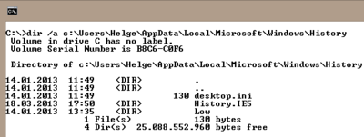 IE History as seen on the command line