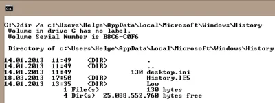 IE History as seen on the command line