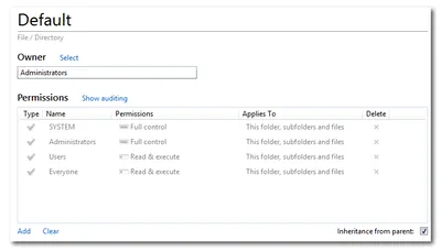 Default profile permissions in SetACL Studio