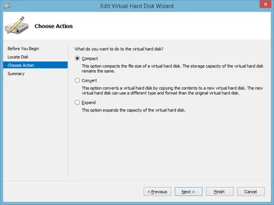 Hyper-V - Edit Virtual Hard Disk - Compact