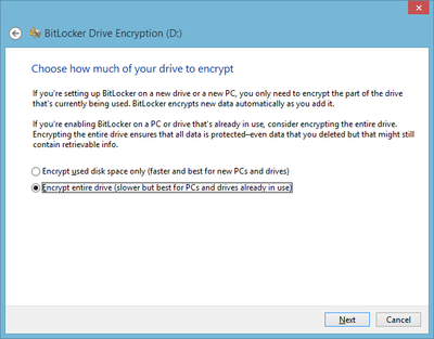 BitLocker Drive Encryption - how much to encrypt