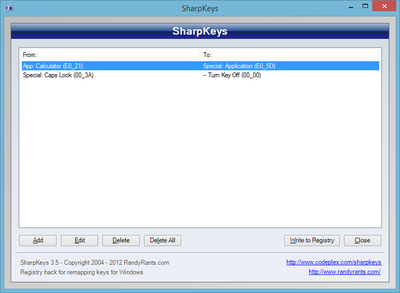 Windows 8.1 Keyboard Remapping with SharpKeys