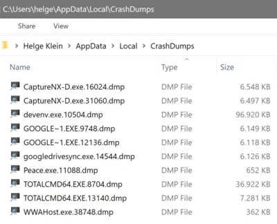 Creating an Application Crash Dump