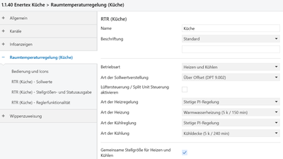 Regelung von Heizung/Kühlung mit Enertex Meta² KNX-Raumcontroller