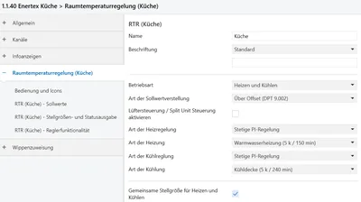 Regelung von Heizung/Kühlung mit Enertex Meta² KNX-Raumcontroller