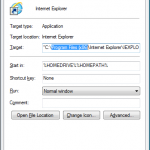 Shortcut Magic Shortcuts - Windows XP IE link viewed from 32-bit process on Windows 7