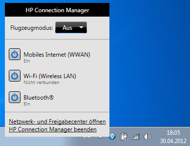 disable hp connection manager windows 7