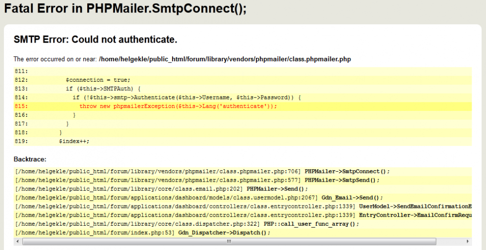 Фатальные ошибки php. Fatal Error php. Инструкция SMTP PHPMAILER. (SMTP Error code 3).