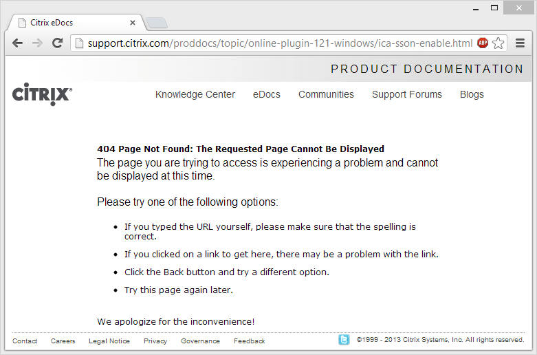 Citrix eDocs 404