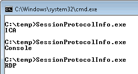 SessionProtolInfo - ICA, RDP and Console