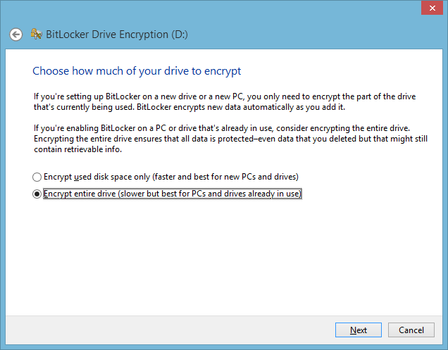 bitlocker drive encryption