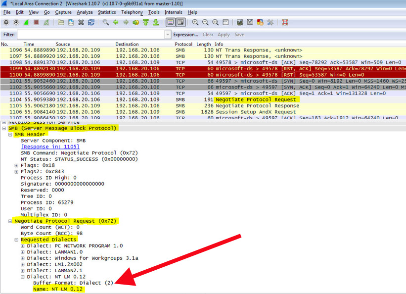 Network trace - SMB1