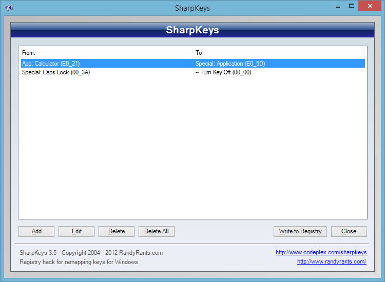 Windows 8.1 Keyboard Remapping with SharpKeys