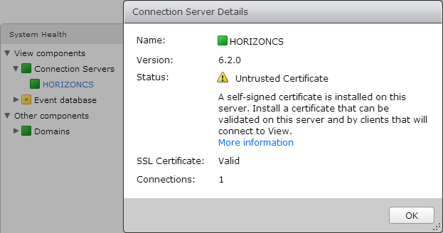 vmware horizon view client tunnel certificate invalid