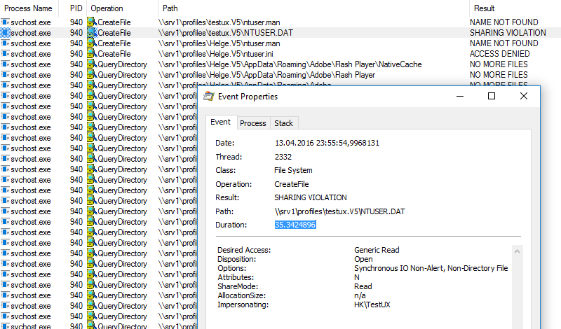 Roaming profile boot trace